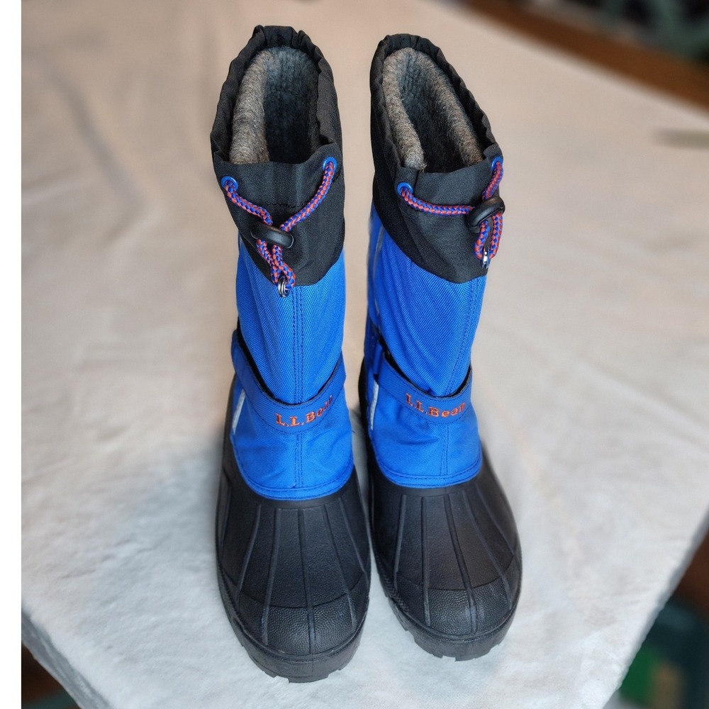 LL Bean Kids' Winter Snow Boots Size 4 Black Blue Warm Insulated